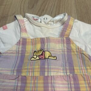 Vintage 90s Disney store Winnie The‎ Pooh Jumper Dress Plaid With Top 12M Rare!